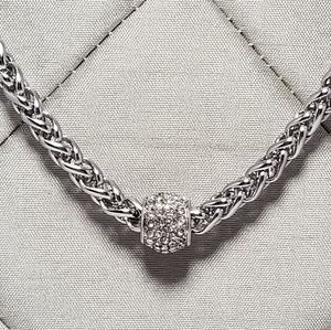 CZ Pave Ball Stainless Steel Necklace
